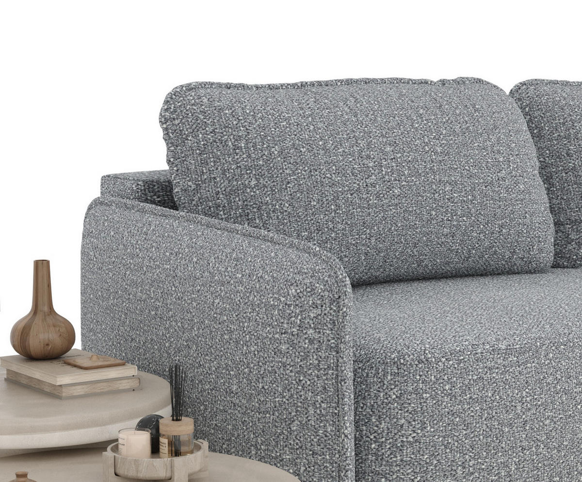 SCHLAFSOFA Mitsis Grau Plüschstoff - Schwarz/Grau, Holz/Holzwerkstoff (231/93/106cm) - Maison de Reve