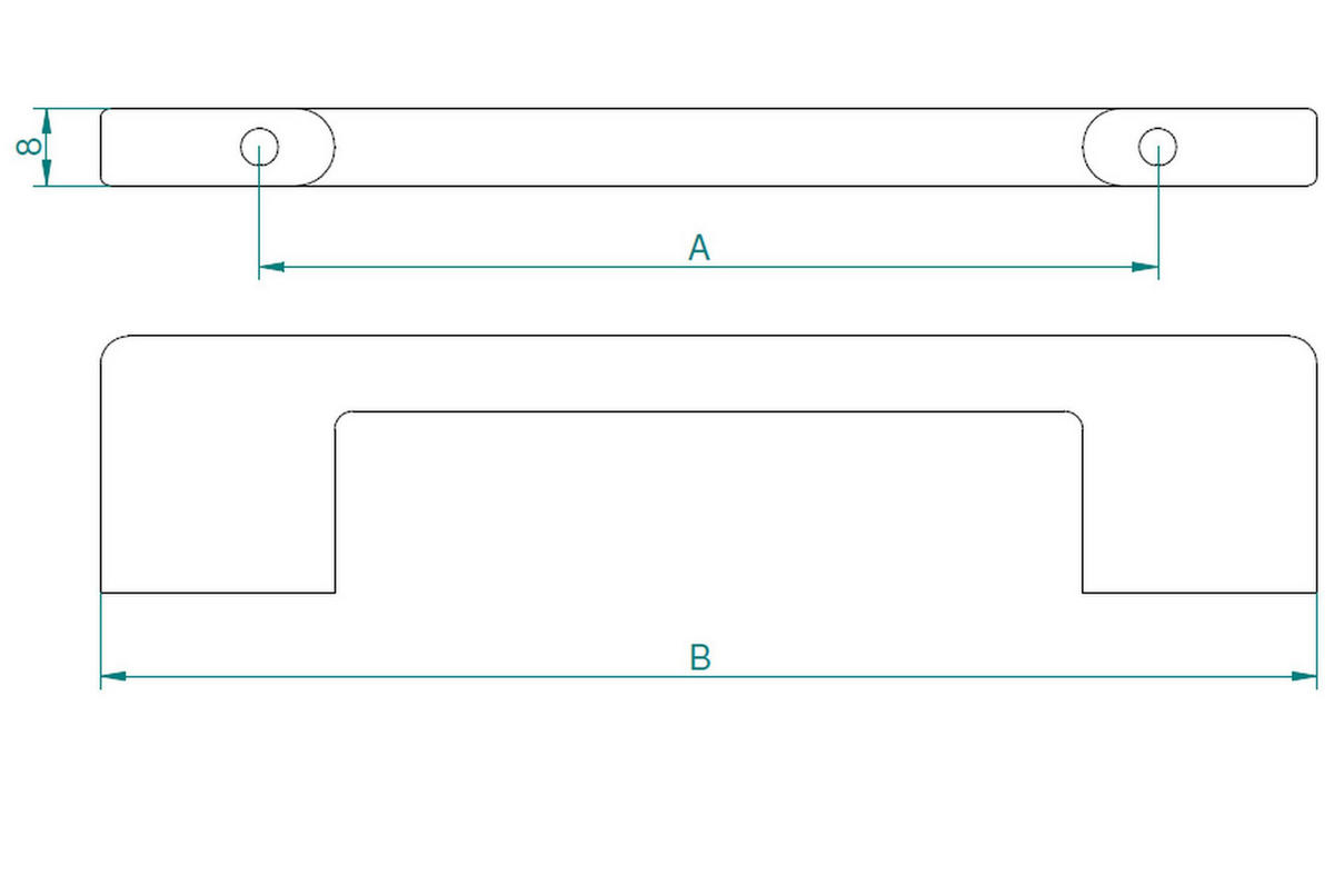 MÖBELGRIFF BA 192mm, Küchengriff Anthrazit matt, Türgriff Easy - Anthrazit, Metall (0.8/2.8/22.6cm)