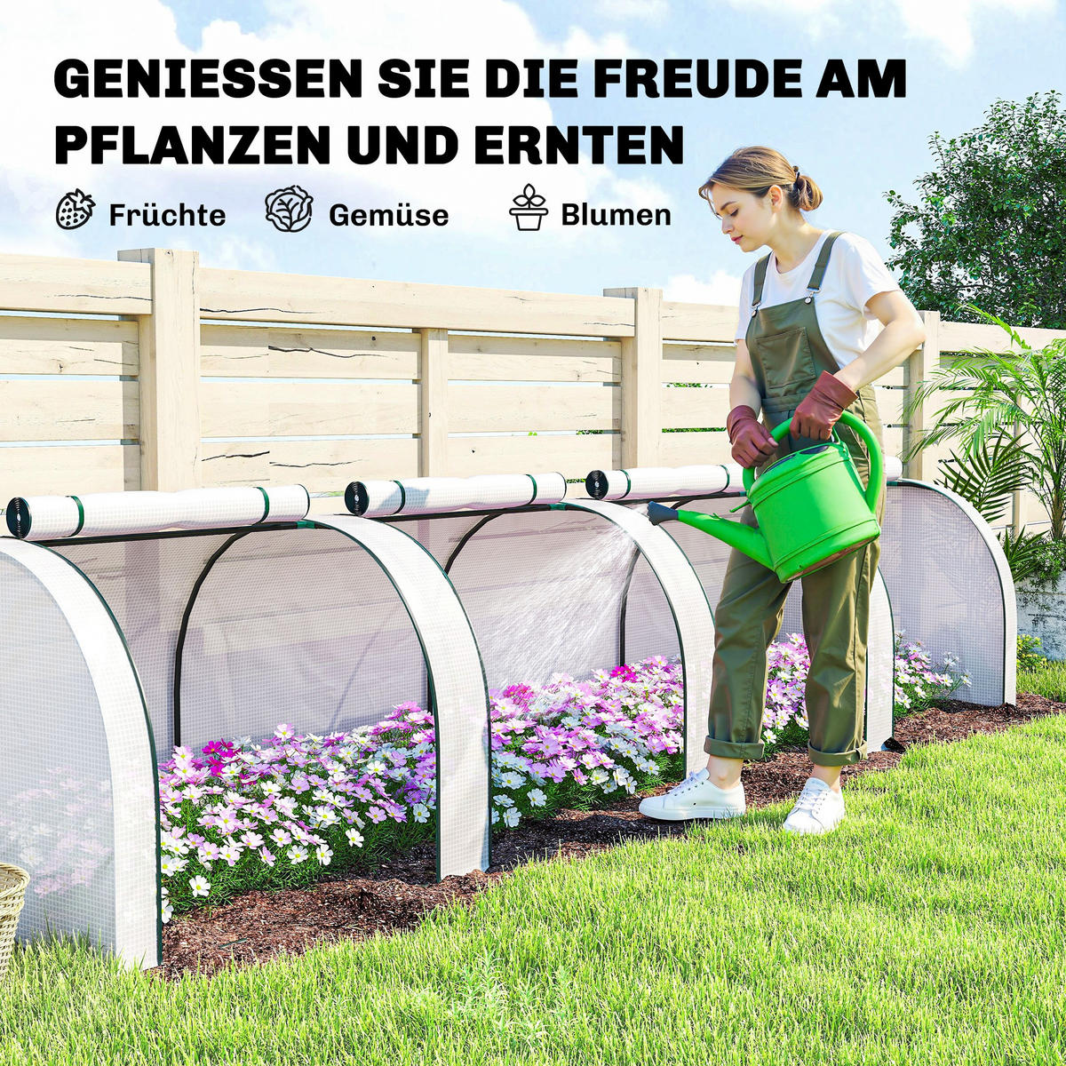 GEWÄCHSHAUS aus PE Stahl Weiß - Weiß, Metall (100/80/395cm) - Outsunny