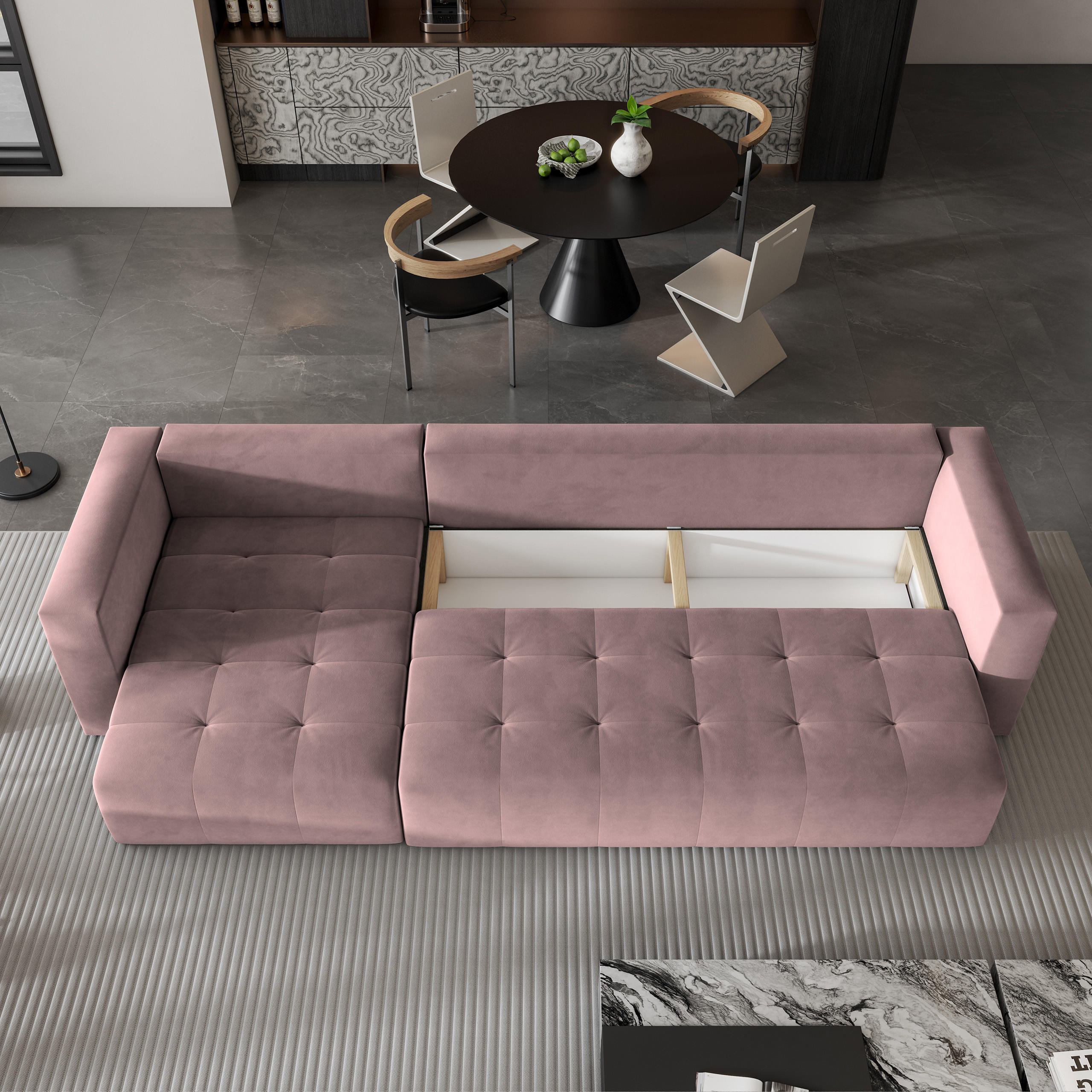 Thumbnail - Masseno Ecksofa, Rosa, Holz, 5-Sitzer, L-Form,L-Form, 347x148 cm, Wohnzimmer, Sofas & Couches, Wohnlandschaften, Ecksofa...