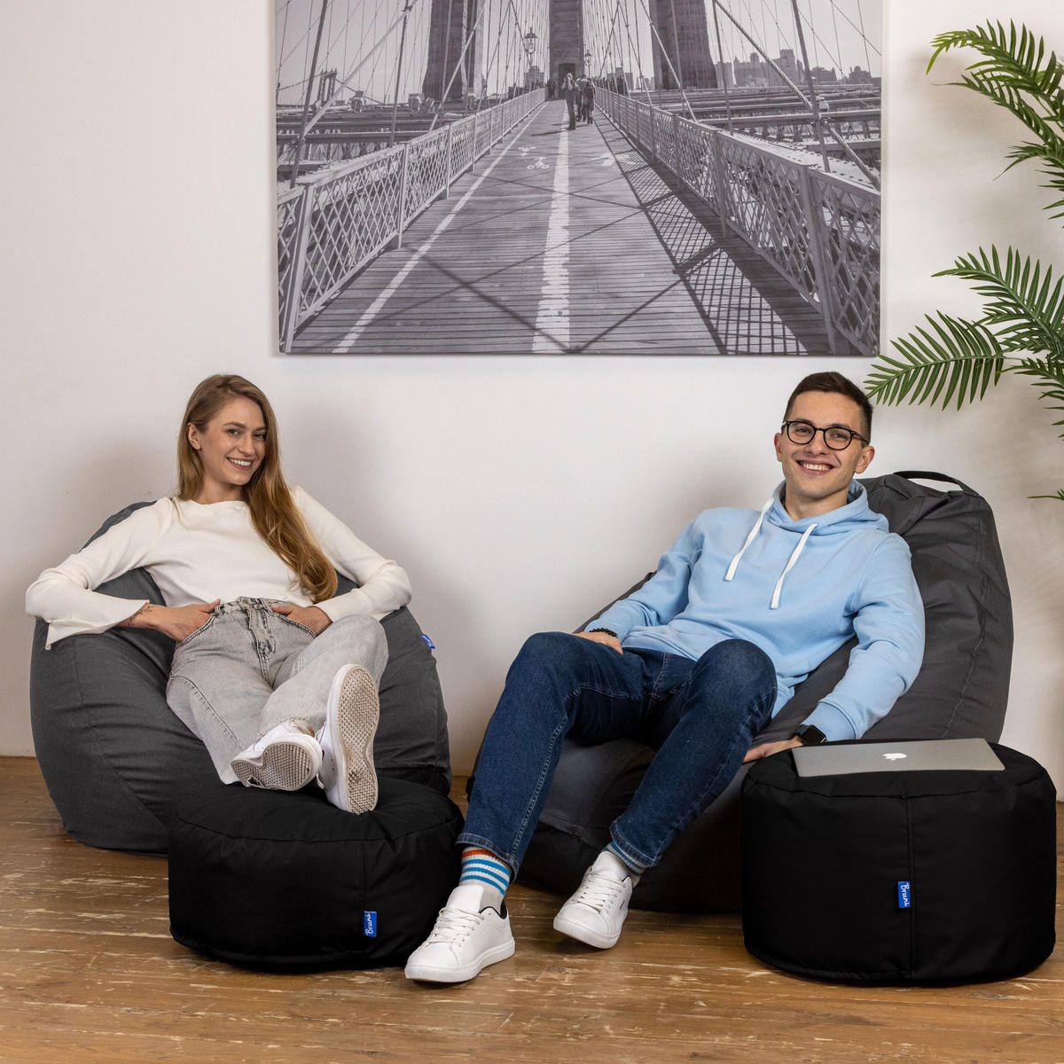 POUF M schwarz - Schwarz, Textil (500/200/500cm) - Bruni