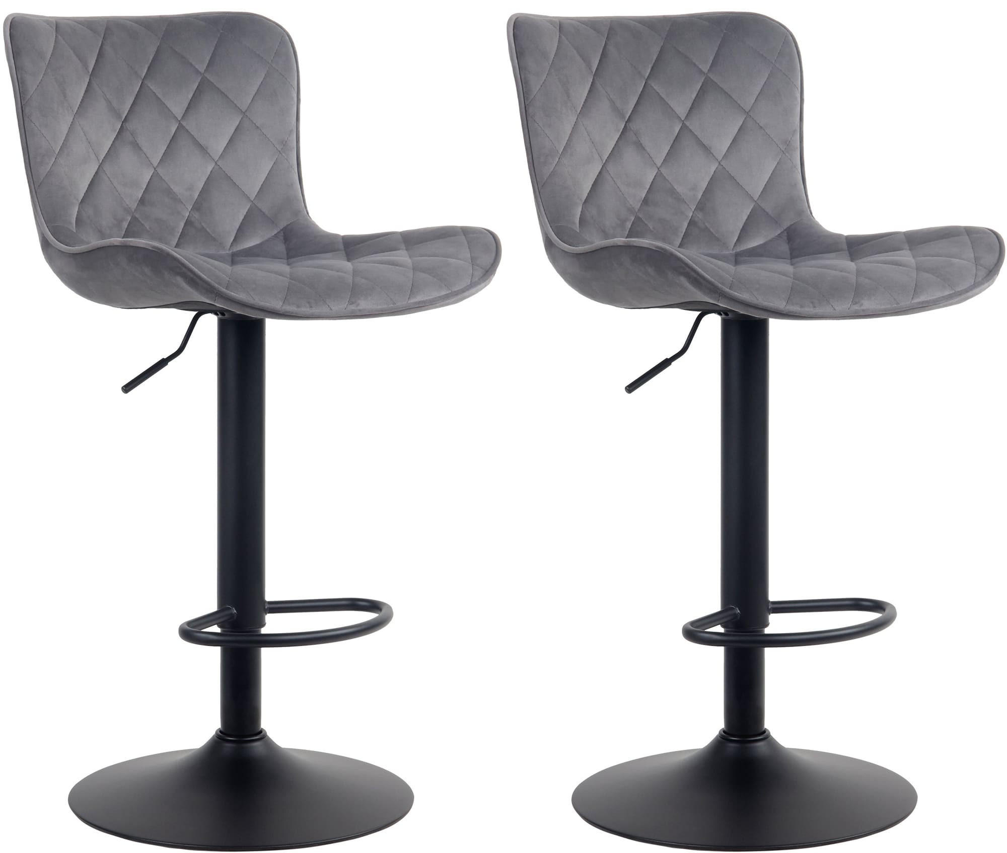 BARHOCKER 2er Set Samt dunkelgrau - Dunkelgrau/Schwarz, Textil/Metall (48/83/54cm) - CLP