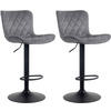 BARHOCKER 2er Set Samt dunkelgrau - Dunkelgrau/Schwarz, Textil/Metall (48/83/54cm) - CLP