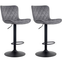 BARHOCKER 2er Set Samt dunkelgrau - Dunkelgrau/Schwarz, Textil/Metall (48/83/54cm) - CLP