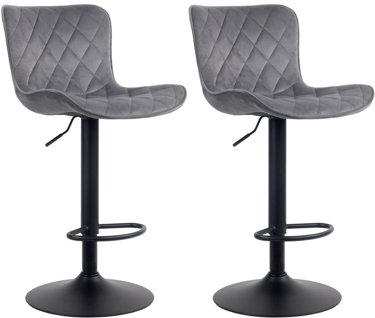BARHOCKER 2er Set Samt dunkelgrau - Dunkelgrau/Schwarz, Textil/Metall (48/83/54cm) - CLP