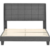 POLSTERBETT 140/200 cm Grau aus Leinen mit Federkernmatratze - Grau, Textil (140/200cm) - OKMYHOME