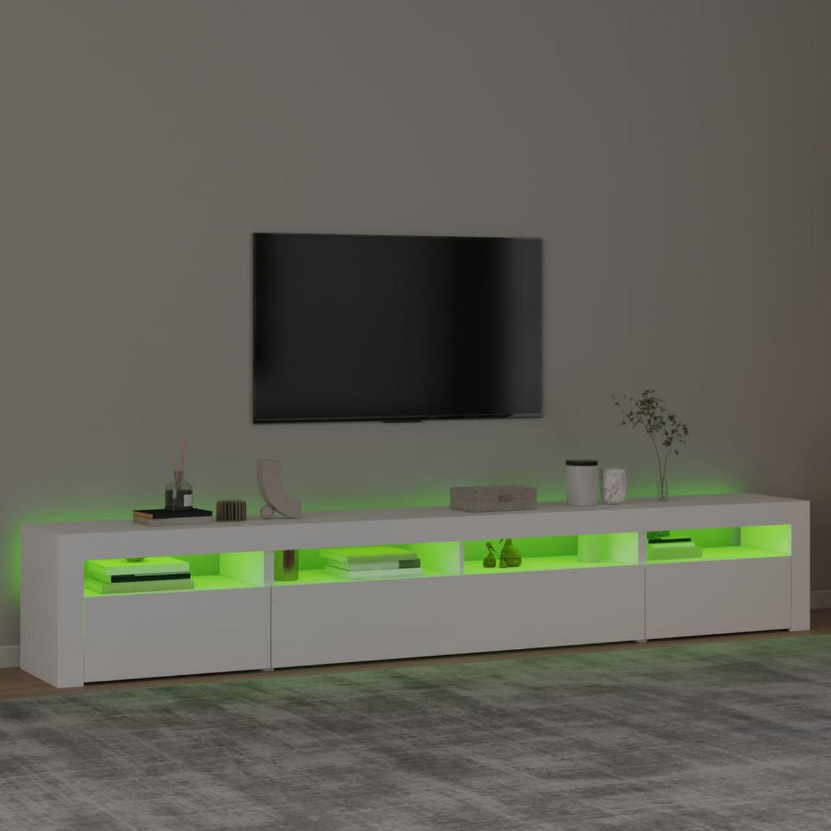 TV-SCHRANK Mit Led-Leuchten Weiss 240/35/40 Cm - Weiß, Holzwerkstoff (35/40/240cm) - vidaXL
