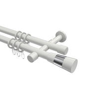 GARDINENSTANGEN-SET Prestige Tanara 280 cm (geteilt in 2 x 140 cm), 2-läufig, 20 mm Ø Weiß - Chromfarben/Schwarz, Metall (280cm) - INTERDECO