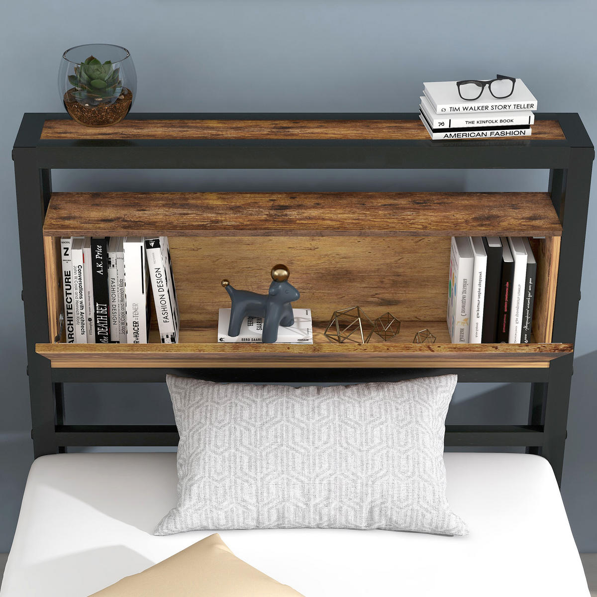 EINZELBETT Schwarz 100/220/95 cm - Schwarz, Metall - Urban Meuble