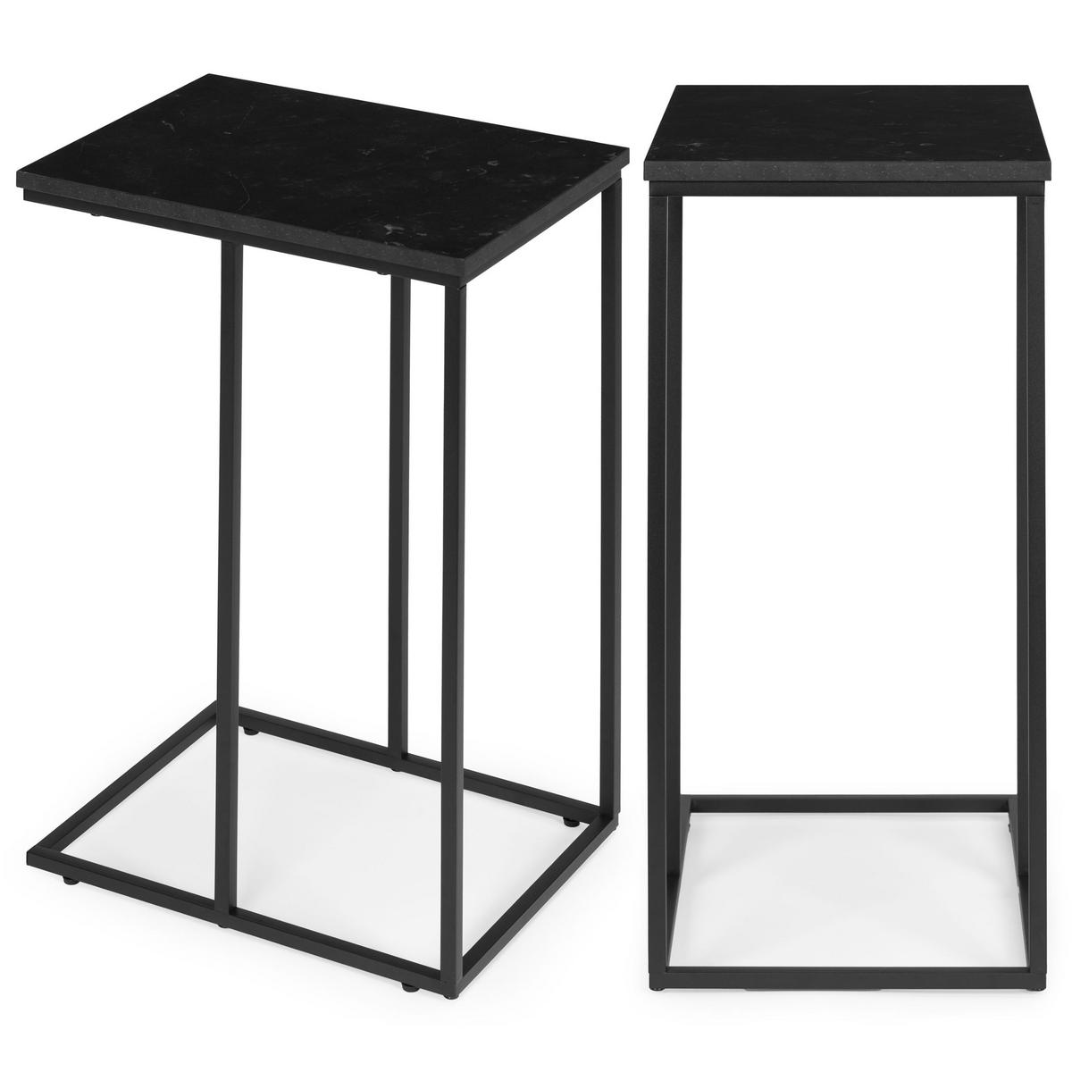 BEISTELLTISCH C Form TIVO Schwarz - Schwarz, Metall (40/30/66cm) - Mat-Haus