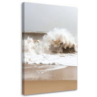 LEINWANDBILD Strand Meer raue Wellen Natur 80x120cm - Beige, Textil (80/120cm) - Feeby