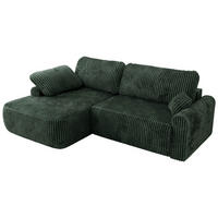 ECKSCHLAFSOFA CUBO L Grün Cord - links - Schwarz/Grün, Kunststoff/Textil (273/187cm) - MKS