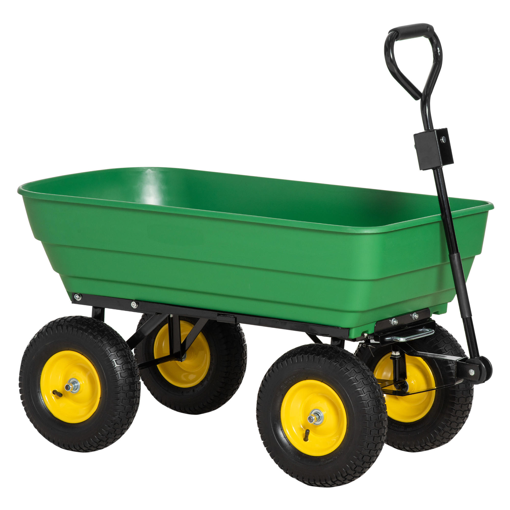 GARTENWAGEN DE-17573 125 L Kippmulde, 200 kg, 4 Luftreifen Gelb/Grün - Grün, Kunststoff (58/102/118cm) - ComfortXL