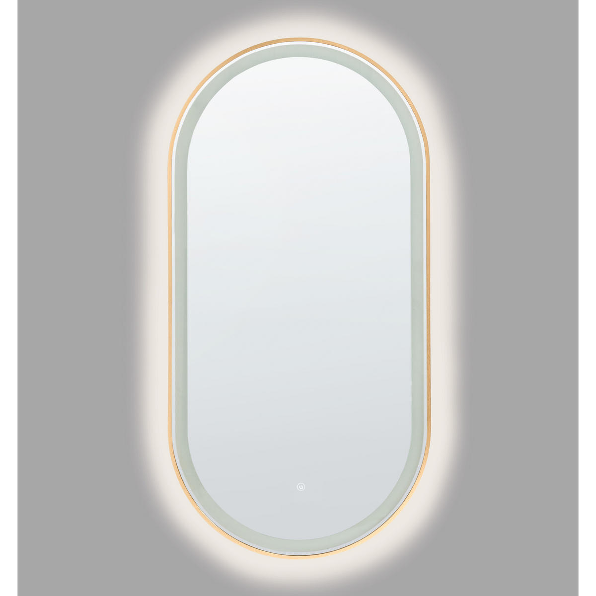 OGLINDĂ DE BAIE CU LED 60/120 cm argintie Chiddes - argintiu/auriu, sticlă (60/120/3cm) - Beliani