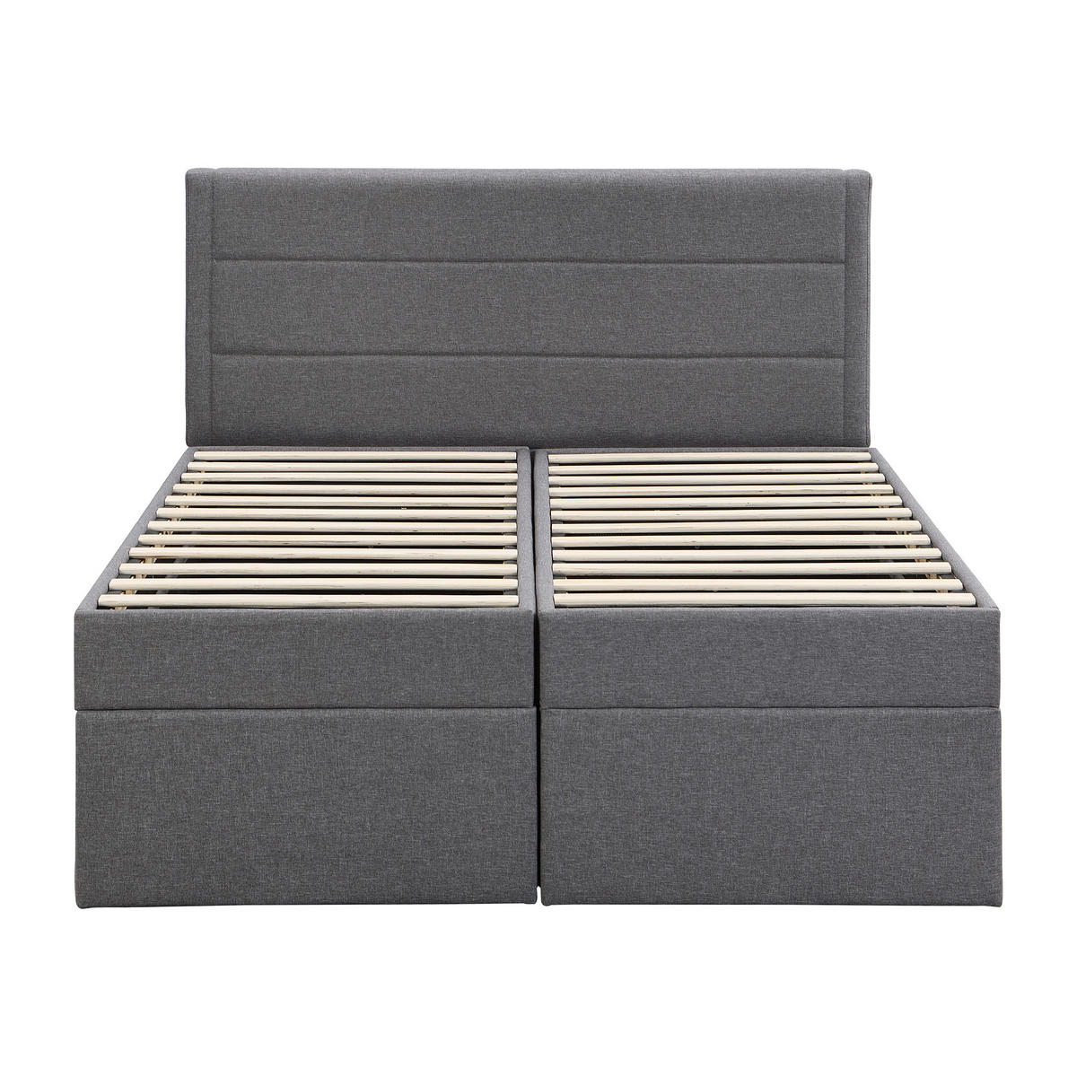 POLSTERBETT 140/200 cm in Grau mit Bettkasten und Leinen - Grau, Holzwerkstoff/Textil (140/200cm) - CHICFURN
