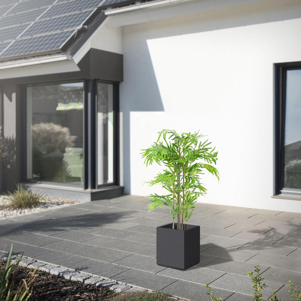 KUNSTPFLANZE Bambus - Anthrazit/Grün, Holz/Kunststoff (120cm) - ML-DESIGN