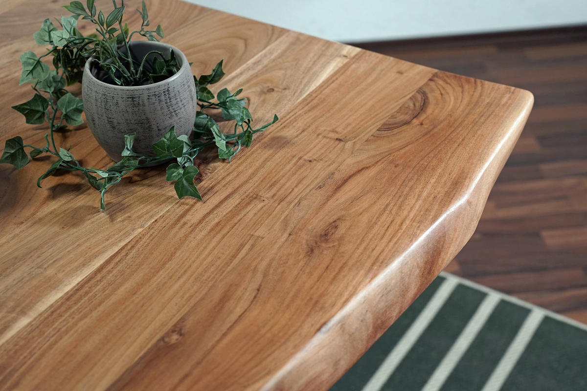 ESSTISCH CALI - Beige/Silberfarben, Holz/Metall (80/140/77cm) - SAM