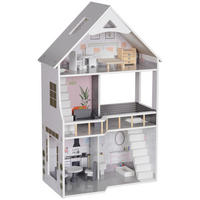 PUPPENHAUS - Grau, Holzwerkstoff (29.1/85.3/53.5cm) - AIYAPLAY