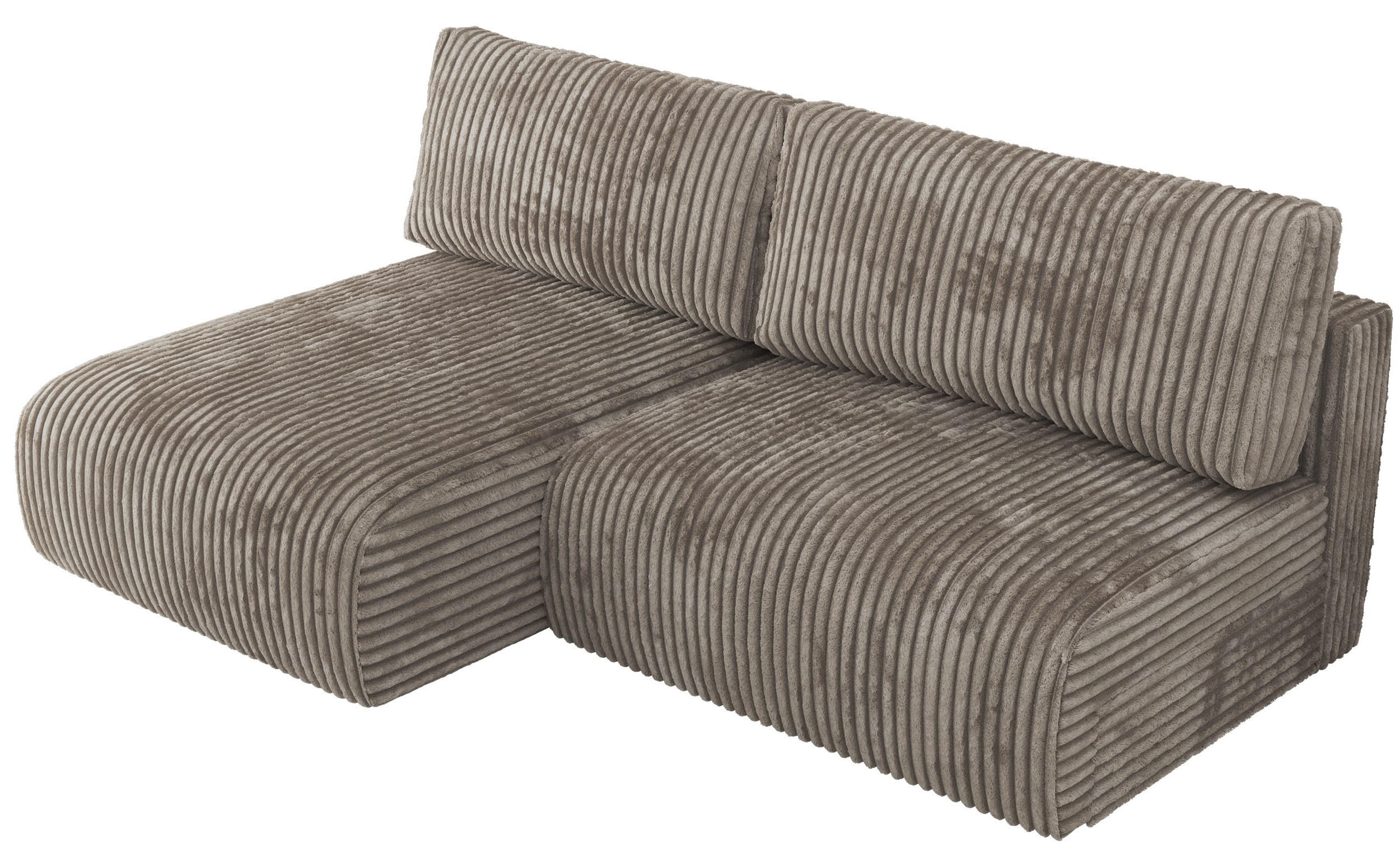 ECKSCHLAFSOFA VIVO L Hellbraun Cord - links - Hellbraun/Schwarz, Kunststoff/Textil (223/150cm) - MKS