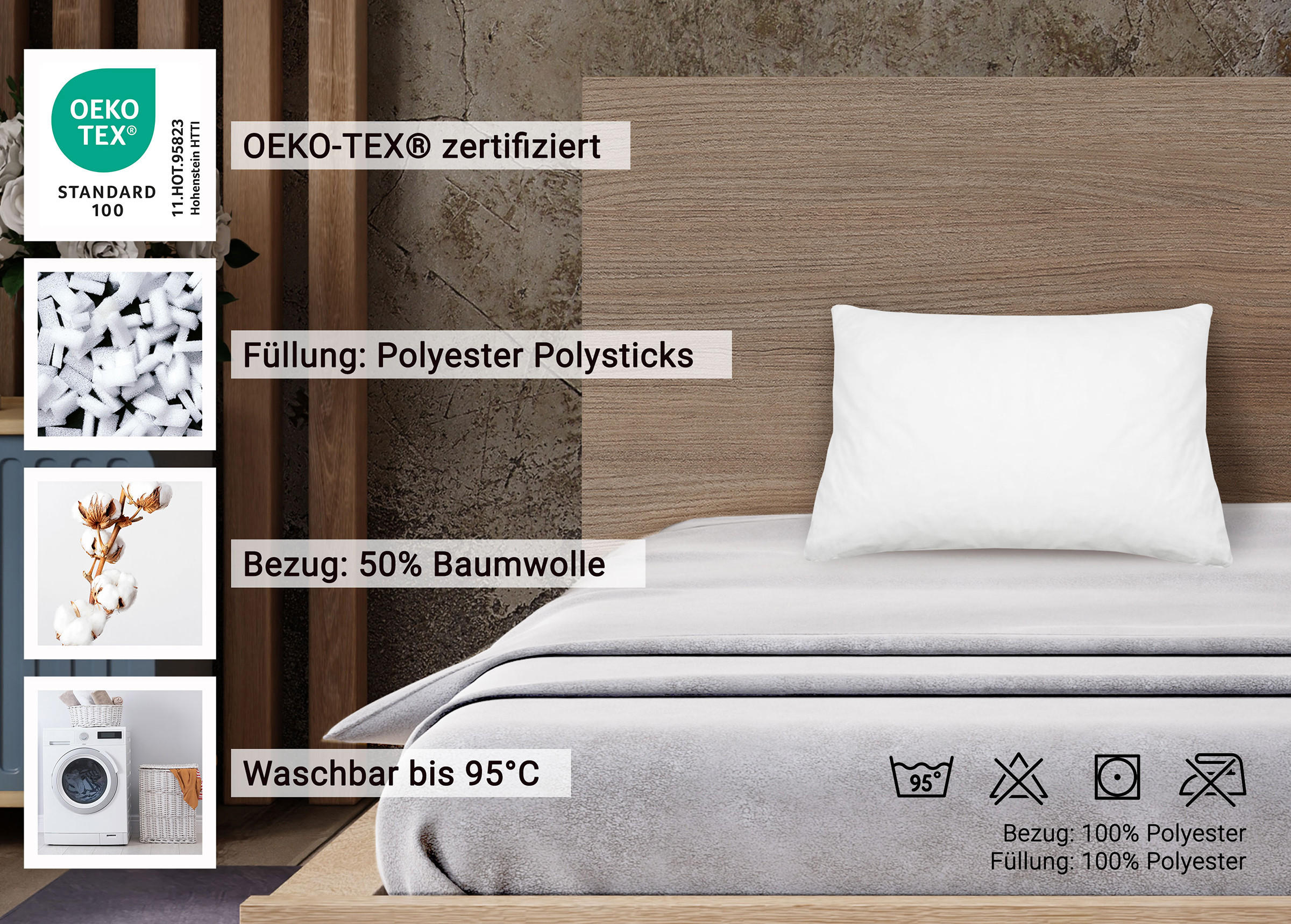 KISSEN, 40x60 cm, 50% Polyester, 50% Baumwolle, Weiß - Weiß, Textil (40/60cm) - Zollner