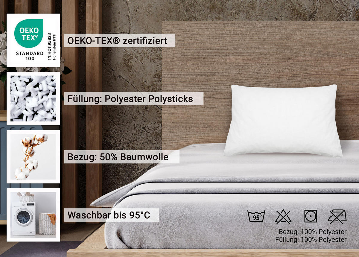KISSEN, 40x60 cm, 50% Polyester, 50% Baumwolle, Weiß - Weiß, Textil (40/60cm) - Zollner