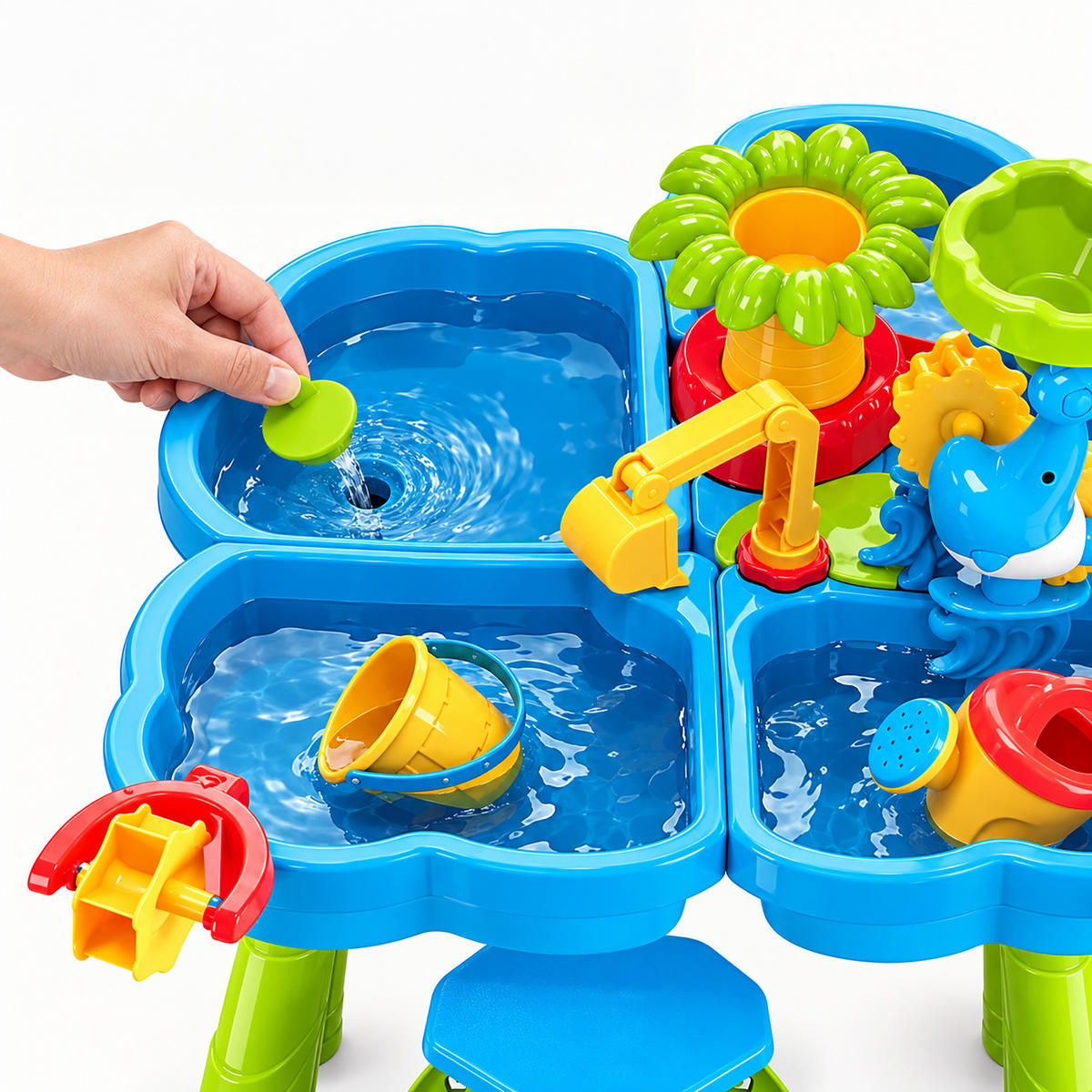 STŮL Vícebarevný dětský vodní s taburetem - různobarevná, plast (58/58cm) - Relaxdays