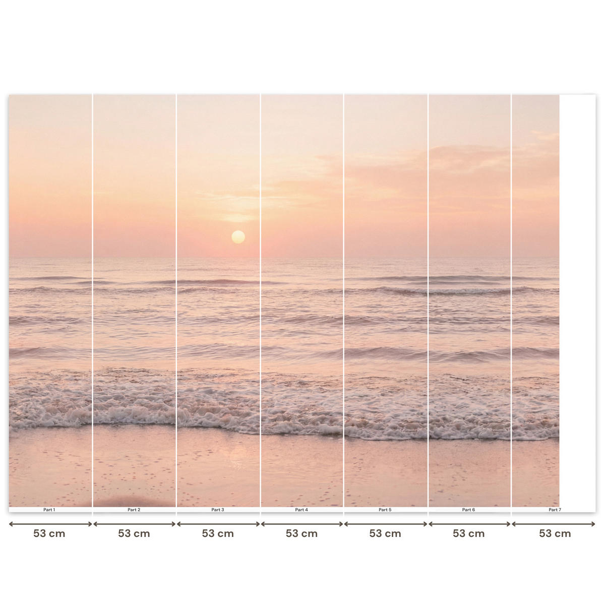 TAPETE - Sonne - Strand - Rosa - 350x260 cm - Hellrosa, Papier (350/260cm) - OnlyWow