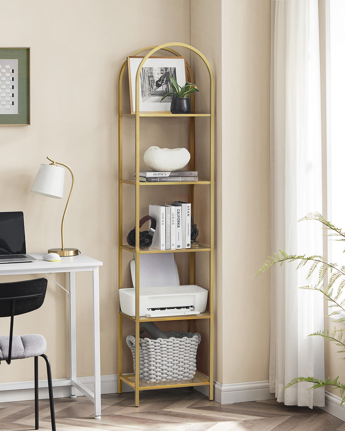 BÜCHERREGAL Binni - Goldfarben, Glas (30/183/40cm) - VASAGLE
