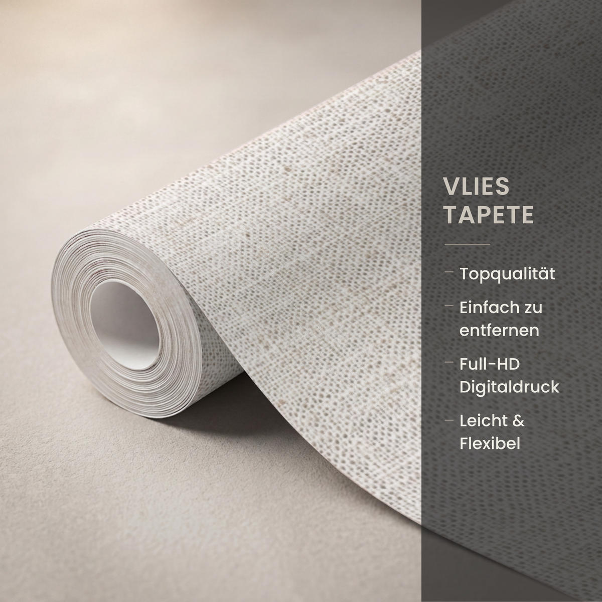 TAPETE - Leinen - Textur - Beige - 220x280 cm - Creme, Papier (220/280cm) - OnlyWow