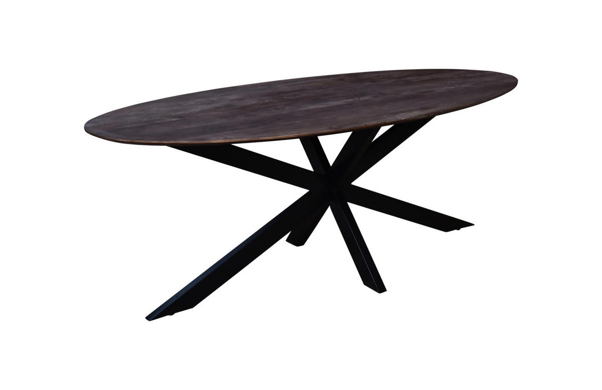 ESSTISCH oval mit X-Fuß 200cm, braun - Braun, Holz (200/100/76cm) - Giga Meubel