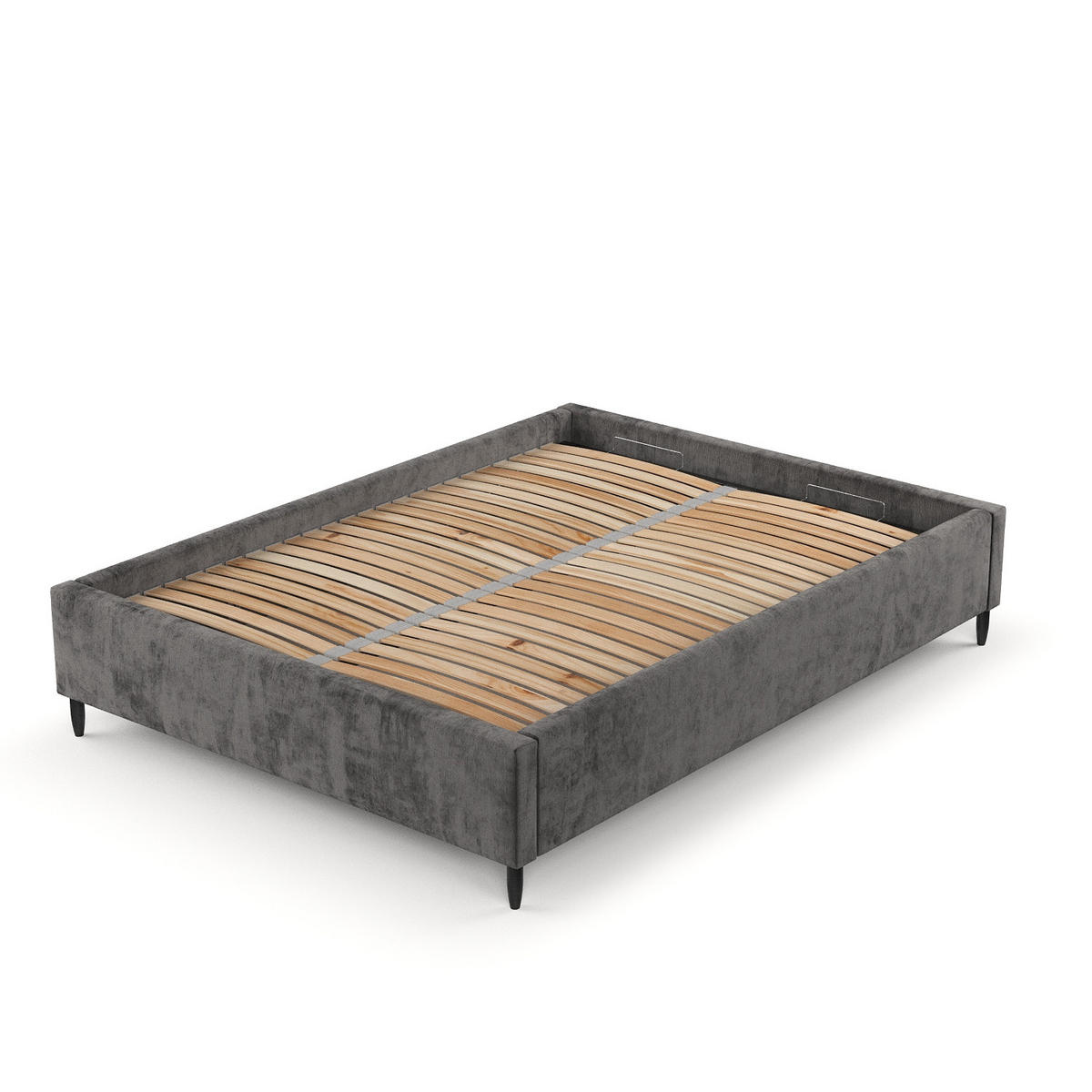 POLSTERBETT Larch Anthrazit 180/200 cm im Chenille-Stoff - Anthrazit/Schwarz, Holz/Holzwerkstoff (180/200cm) - Maison de Reve