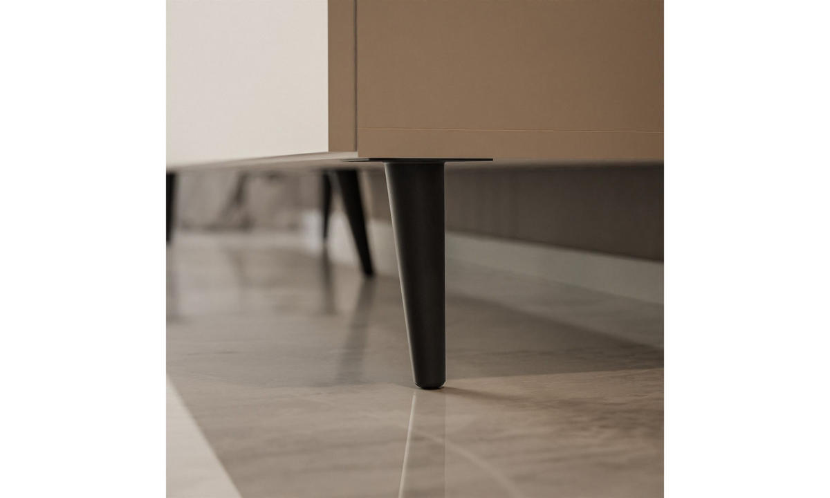 TV-SCHRANK COLGANTE 150/40/49 cm schräge schwarze Füße mit LED-Beleuchtung Kaschmir - Kaschmir/Schwarz, Holzwerkstoff (150/49/40cm) - Lookway