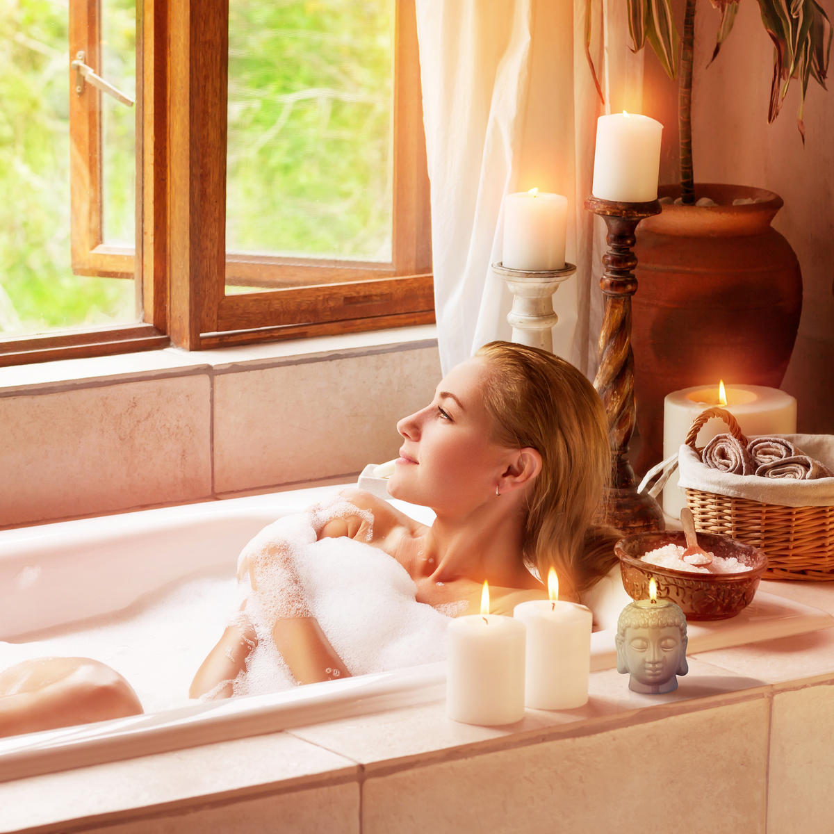 BUDDHA Teelichthalter - Grau, Keramik (9.5cm) - Relaxdays