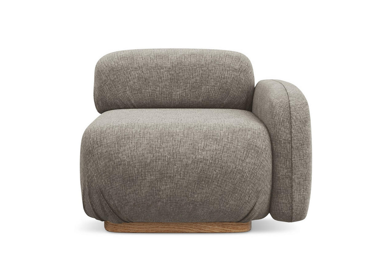 SOFAELEMENT Rechts Chenille Stoff Grau - Taupe/Braun, Holz/Textil (95/73/95cm) - Makamii