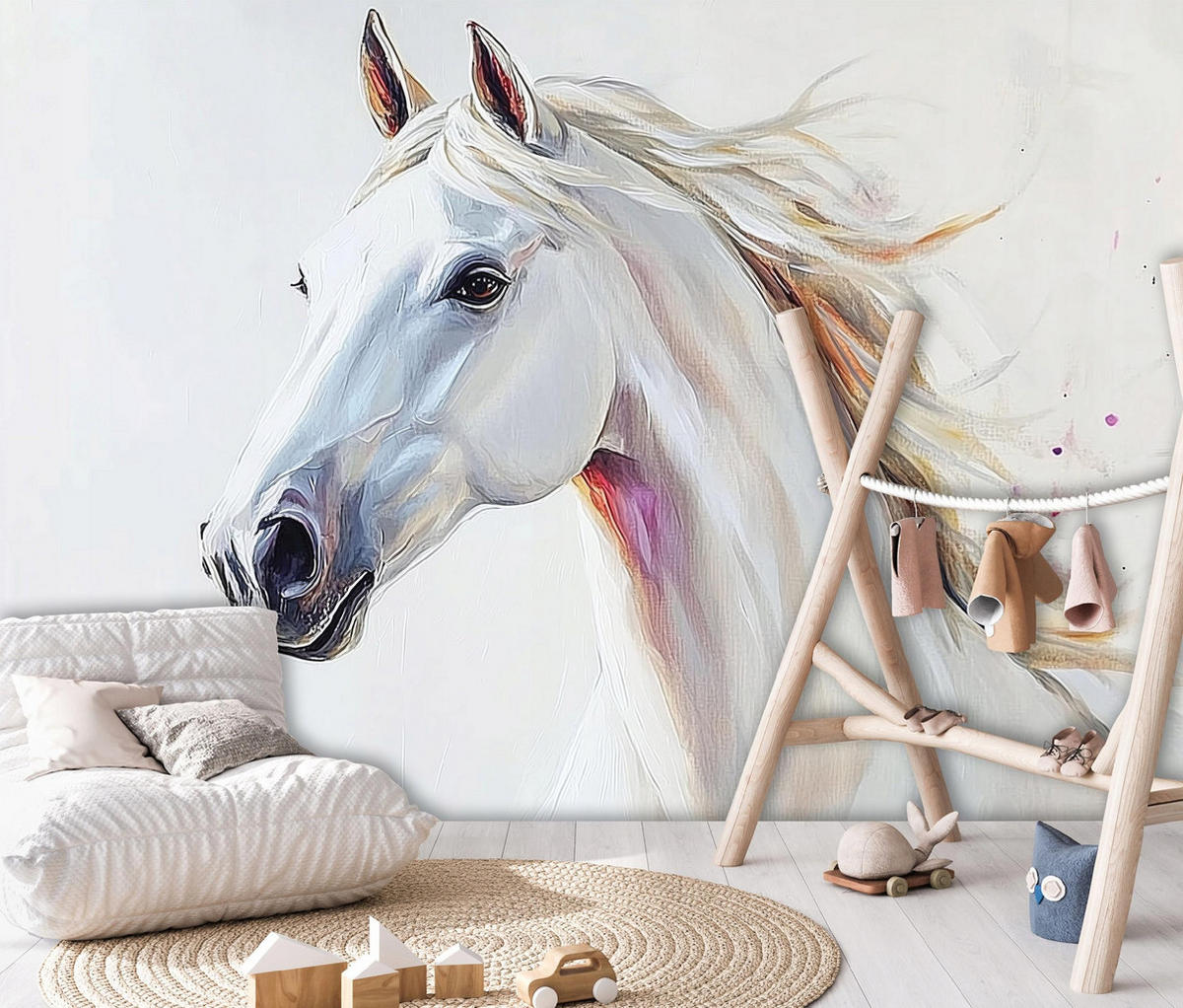 TAPETE Kinderzimmer Pferde Tiere 350x250 - Multicolor, Papier (350/250cm) - Wallarena