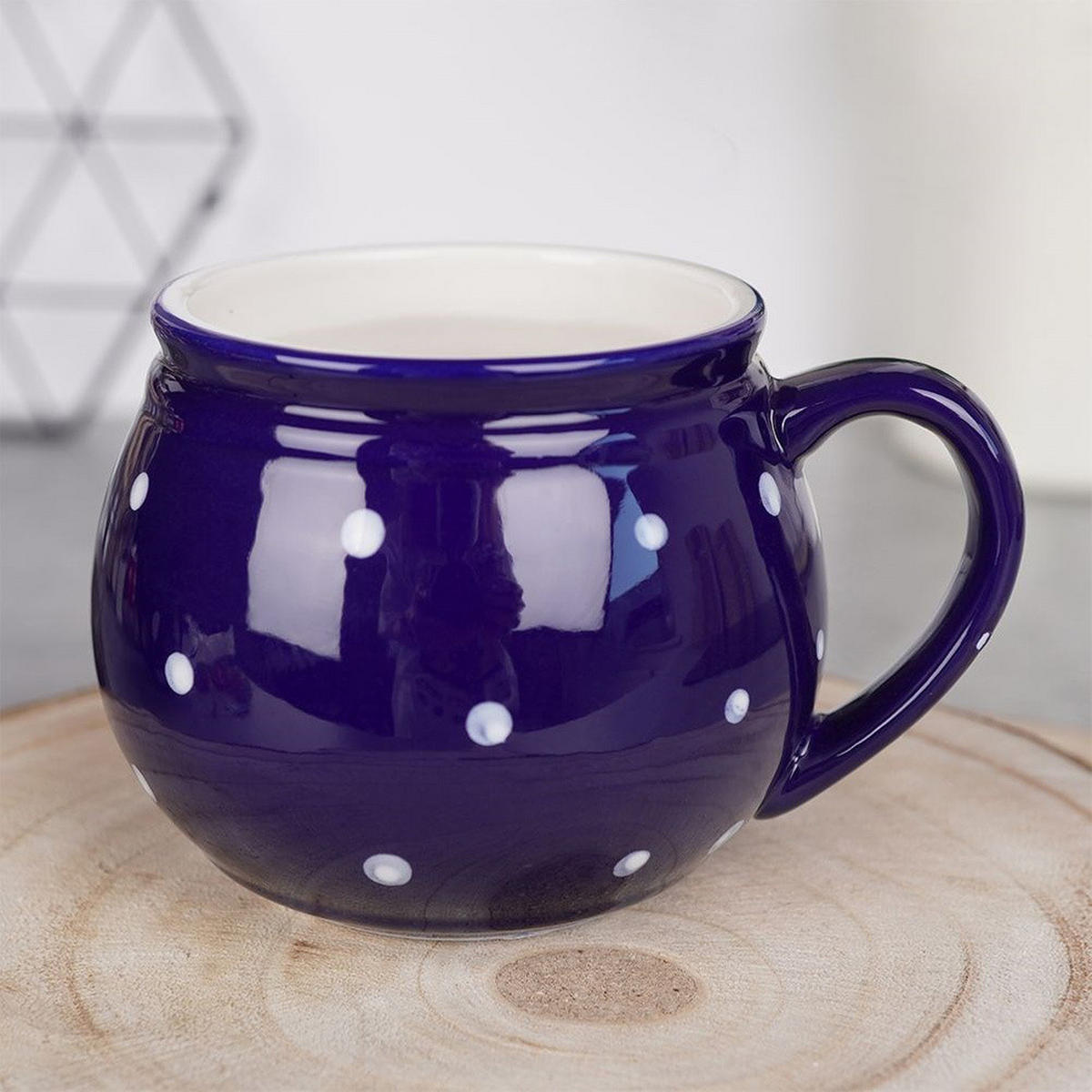 KERAMIKBECHER PUNKTE, Keramik, blau, 200 ml - Blau, Keramik (0.2L) - Orion 