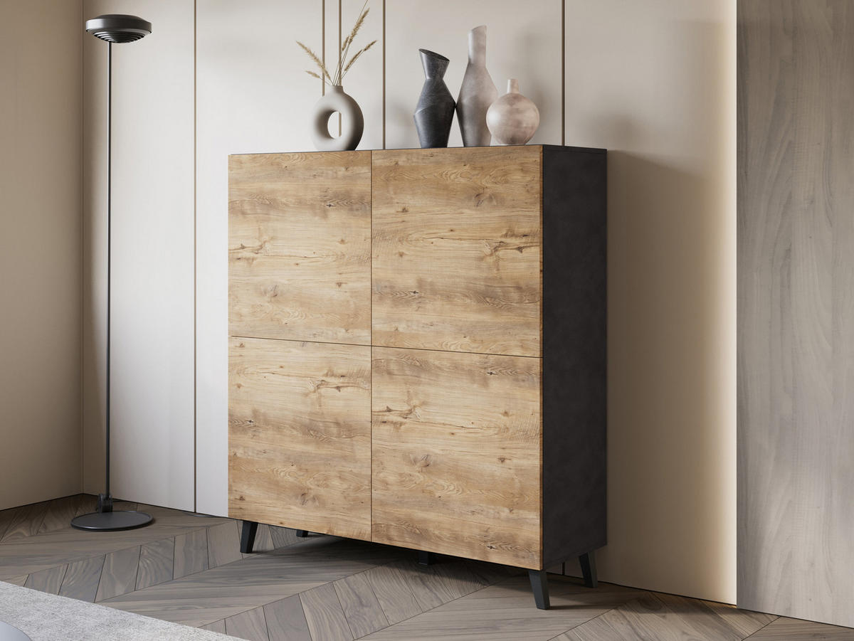 HIGHBOARD Phuket 120 - Schwarz/Braun, Holzwerkstoff/Kunststoff (120/130/39cm) - MIRJAN24