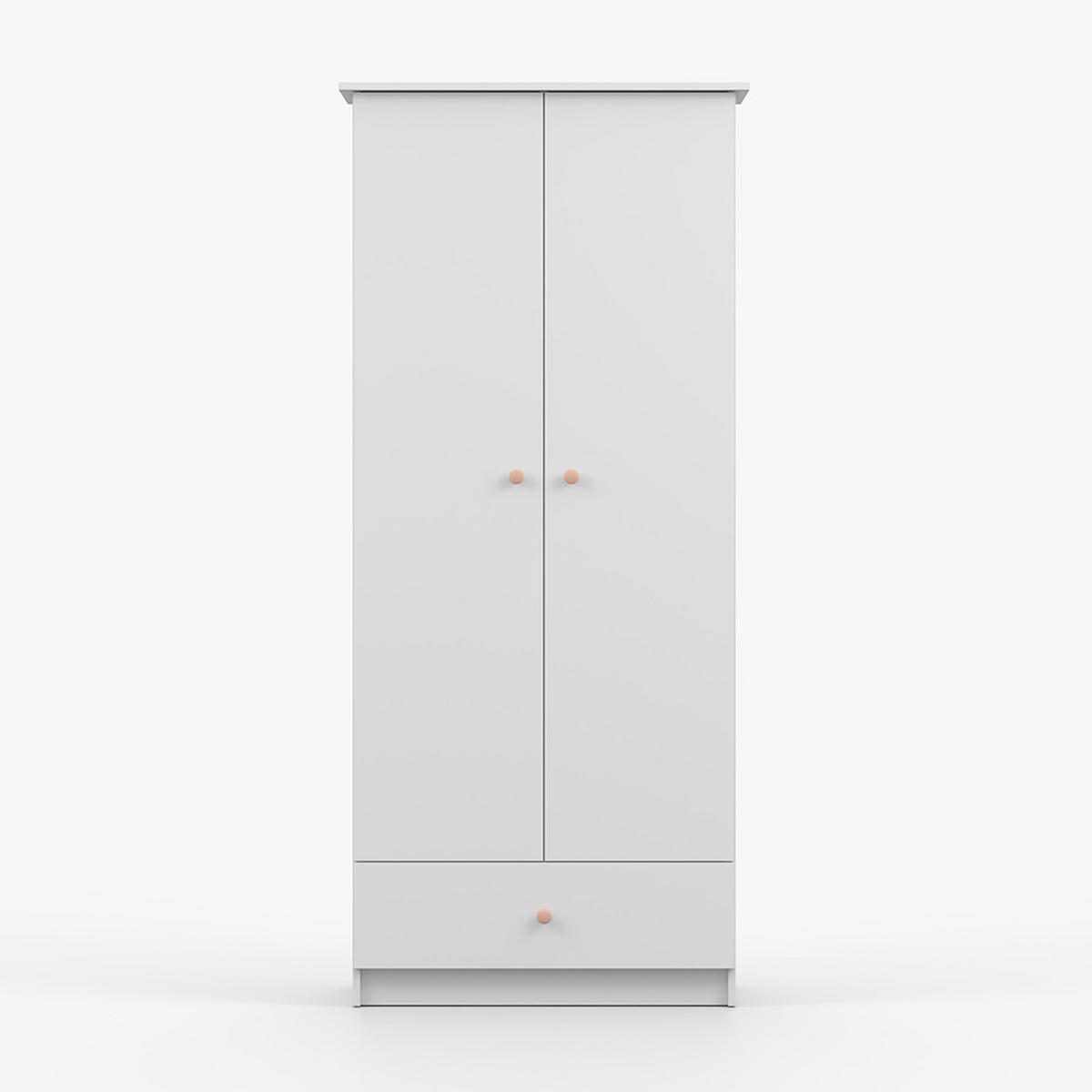 DREHTÜRENSCHRANK 85,5/193/53 cm 2-türig Olaf I Weiß + rosa Griffe - Weiß/Rosa, Holzwerkstoff/Metall (85.5/193/53cm) - imoebel24