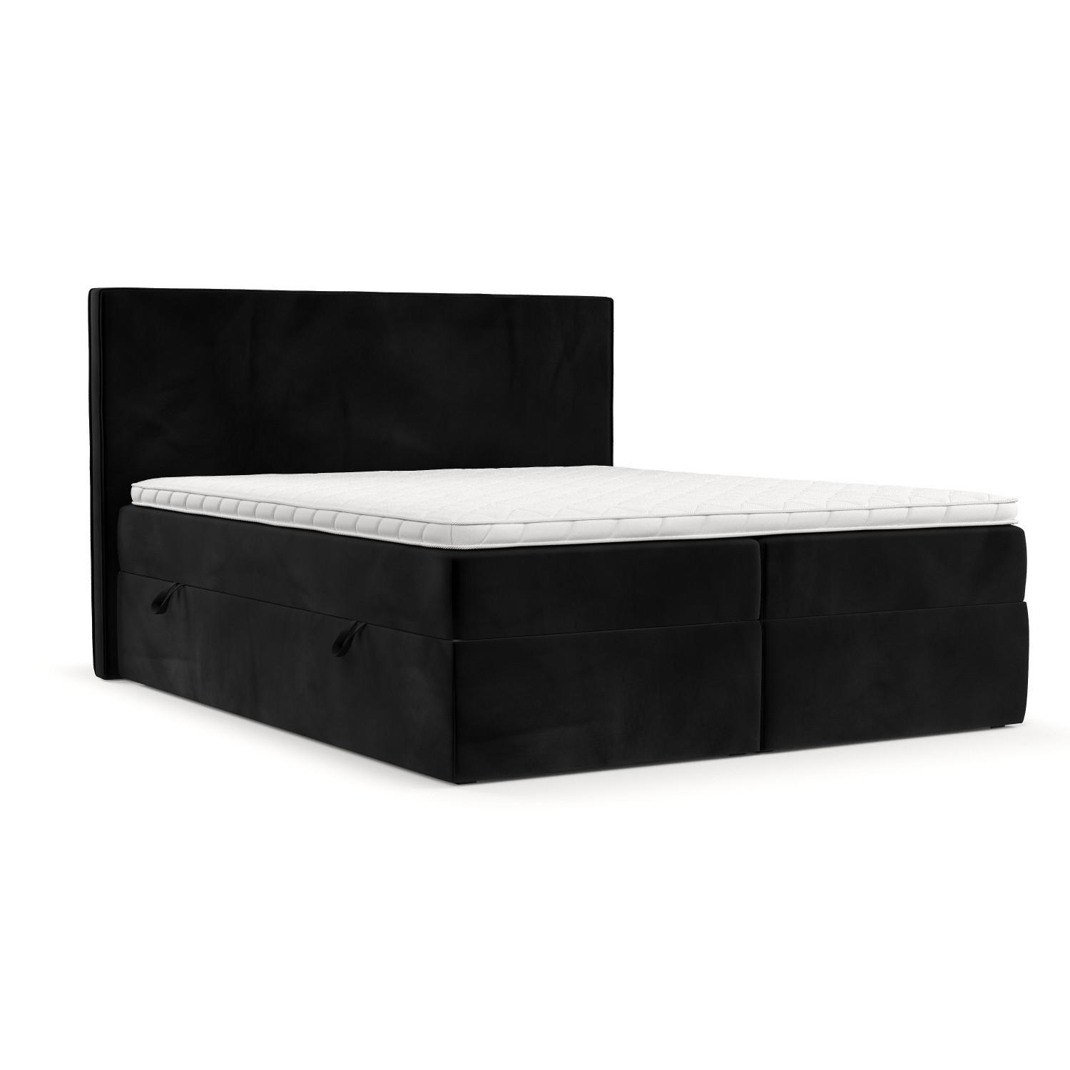 BOXBETT Nuvia 140/200 cm Schwarz im Kronos Stoff - Schwarz, Holz/Holzwerkstoff (140/200cm) - AltaBeds