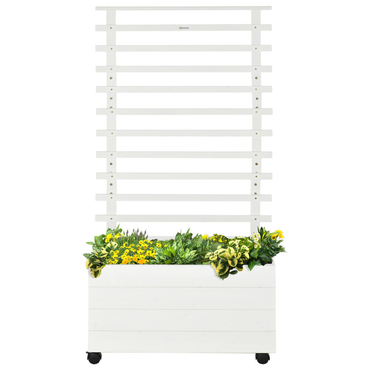 PFLANZKASTEN DE-05394 Mit Spalier, 4 Räder Weiß - Weiß, Holz (30/155/76cm) - ComfortXL
