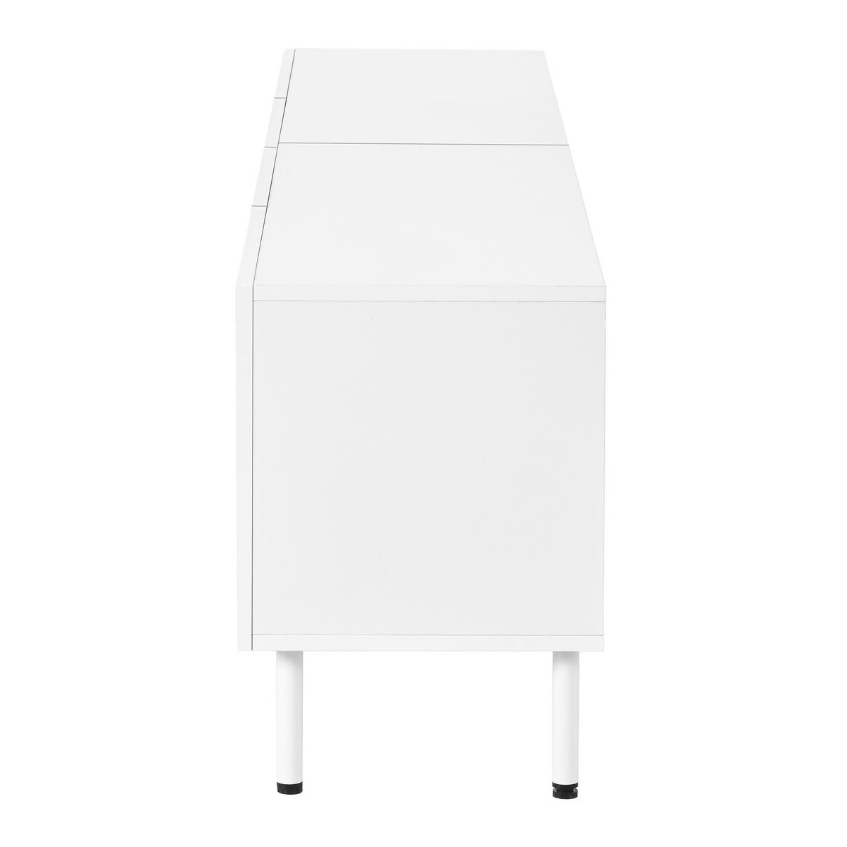 TV-SCHRANK Weiß 180/35/49 cm, 4 Türen, Metallfüße, 3D-Design - Weiß, Holzwerkstoff (180/49/35cm) - PANGIVO