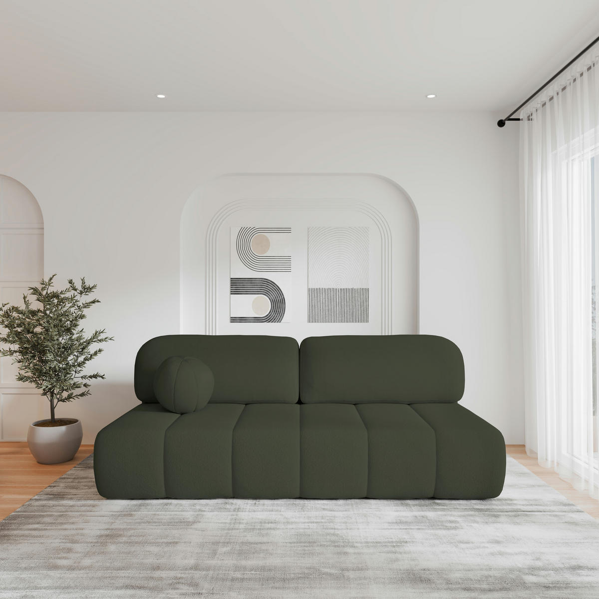 SCHLAFSOFA - Fluffy - Dunkelgrün (Arena 12) - Dunkelgrün, Holz (210/88/104cm) - Möblo