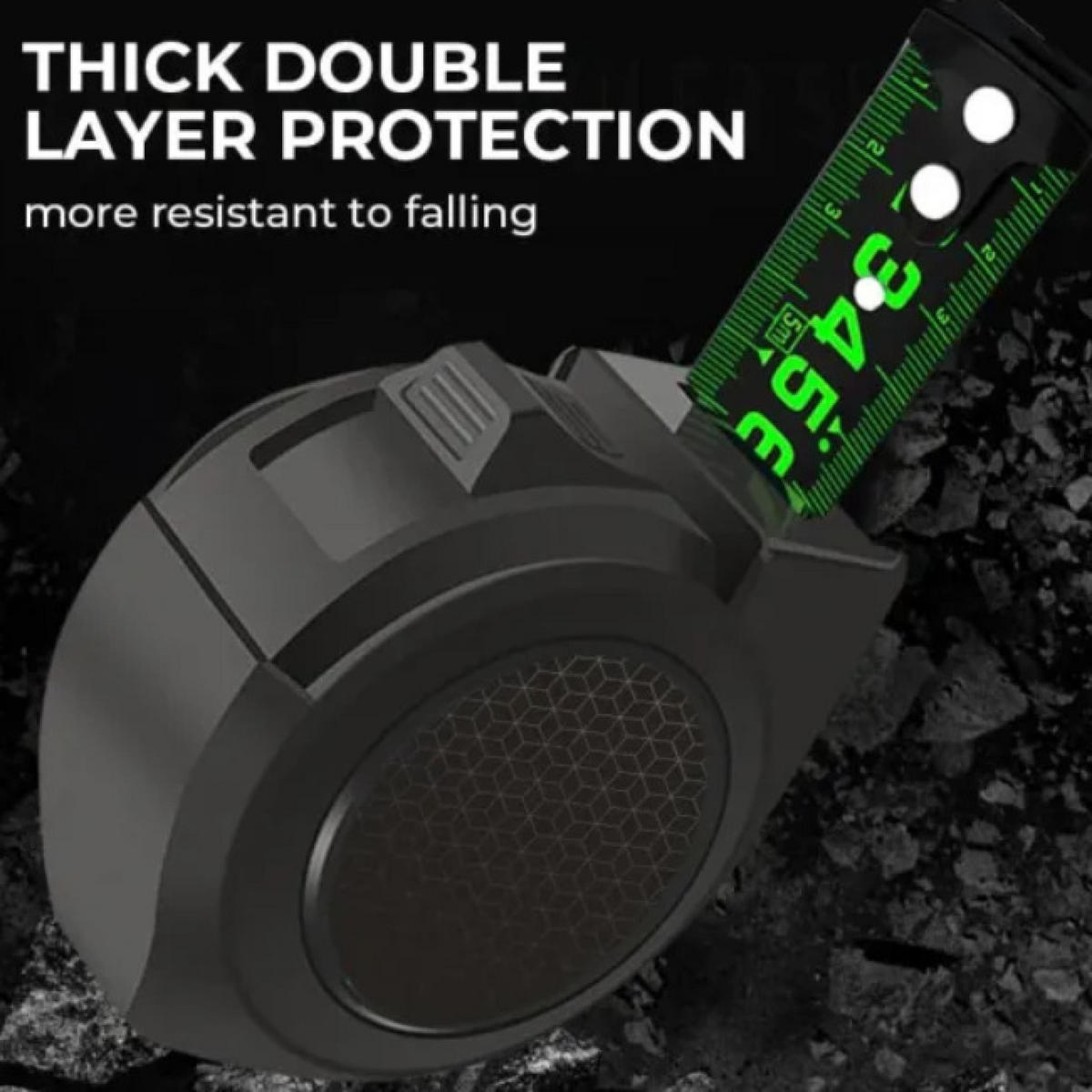 MASSBAND – 2 Stück – Schwarze, fluoreszierende Lineale – Hochpräzise, verstärkt, stoßfest, verschleißfest – 10 Meter x 25 Millimeter - Schwarz, Metall (1000/2.5/1cm) - DCA