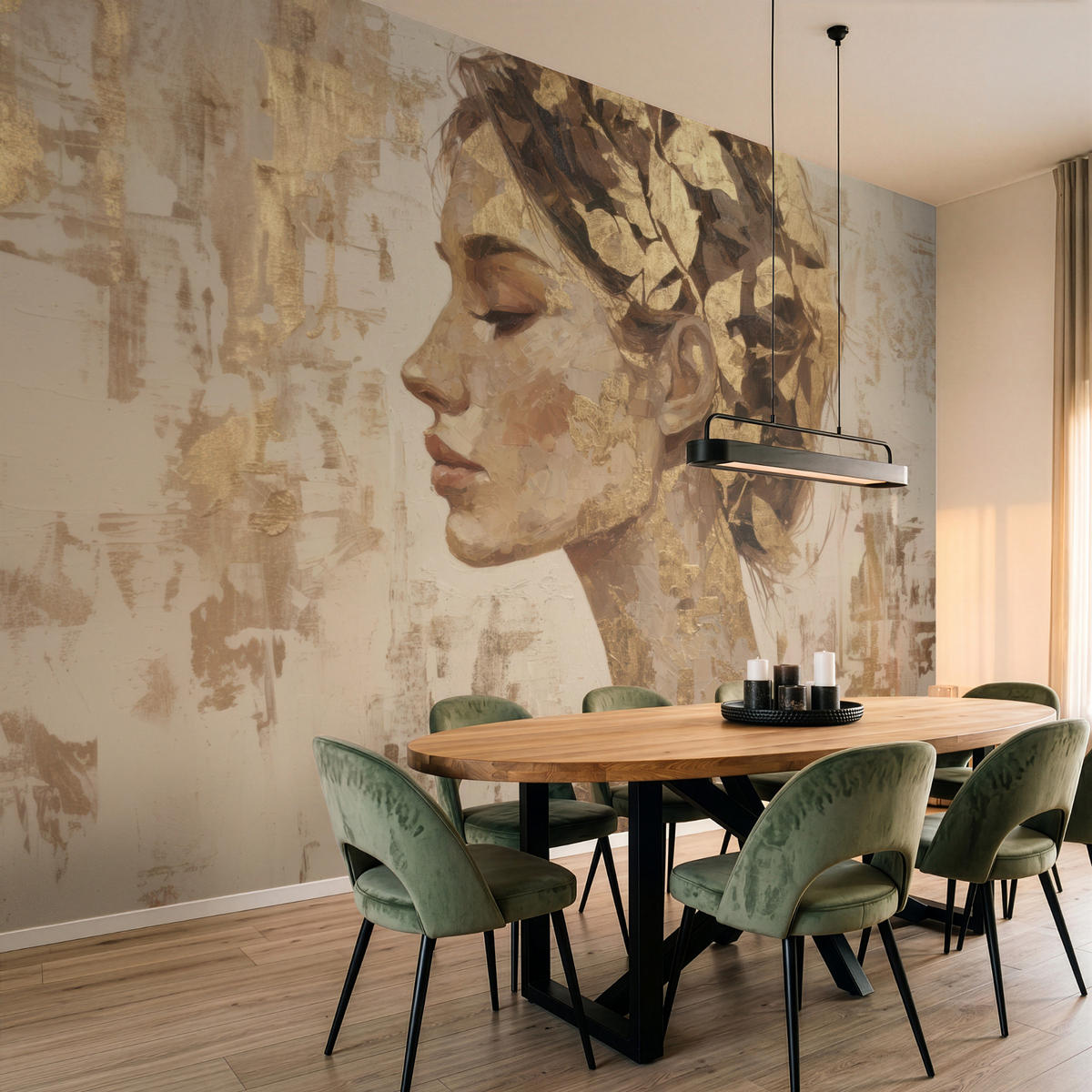 TAPETE - Frau - Gold - Abstrakt - Textur - 450x300 cm - Goldfarben, Papier (450/300cm) - OnlyWow