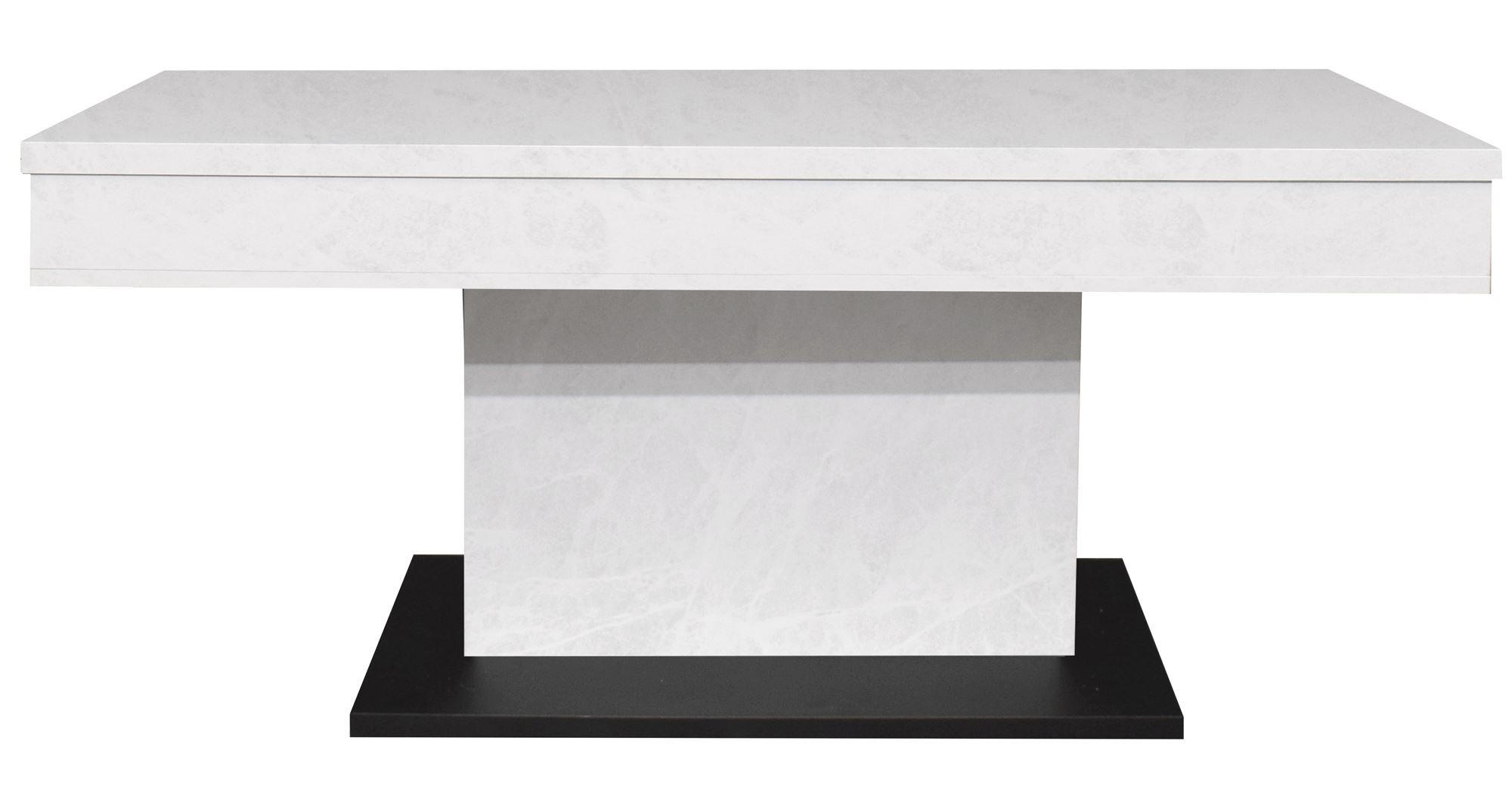 COUCHTISCH Höhenverstellbar Else 1 110x59x60 Holz Keramikoptik Weiß - Hellgrau/Schwarz, Holzwerkstoff (110/60/59cm) - 58aufmkessel