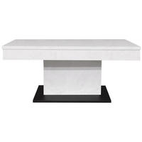 COUCHTISCH Höhenverstellbar Else 1 110x59x60 Holz Keramikoptik Weiß - Hellgrau/Schwarz, Holzwerkstoff (110/60/59cm) - 58aufmkessel