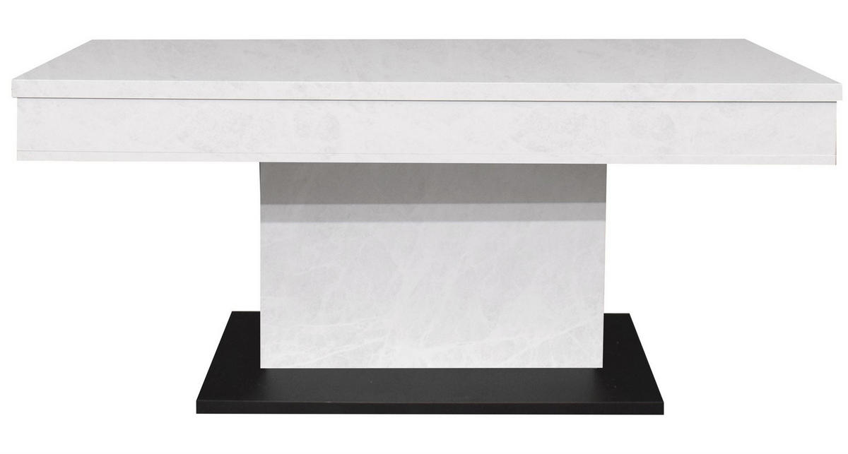 COUCHTISCH Höhenverstellbar Else 1 110x59x60 Holz Keramikoptik Weiß - Hellgrau/Schwarz, Holzwerkstoff (110/60/59cm) - 58aufmkessel