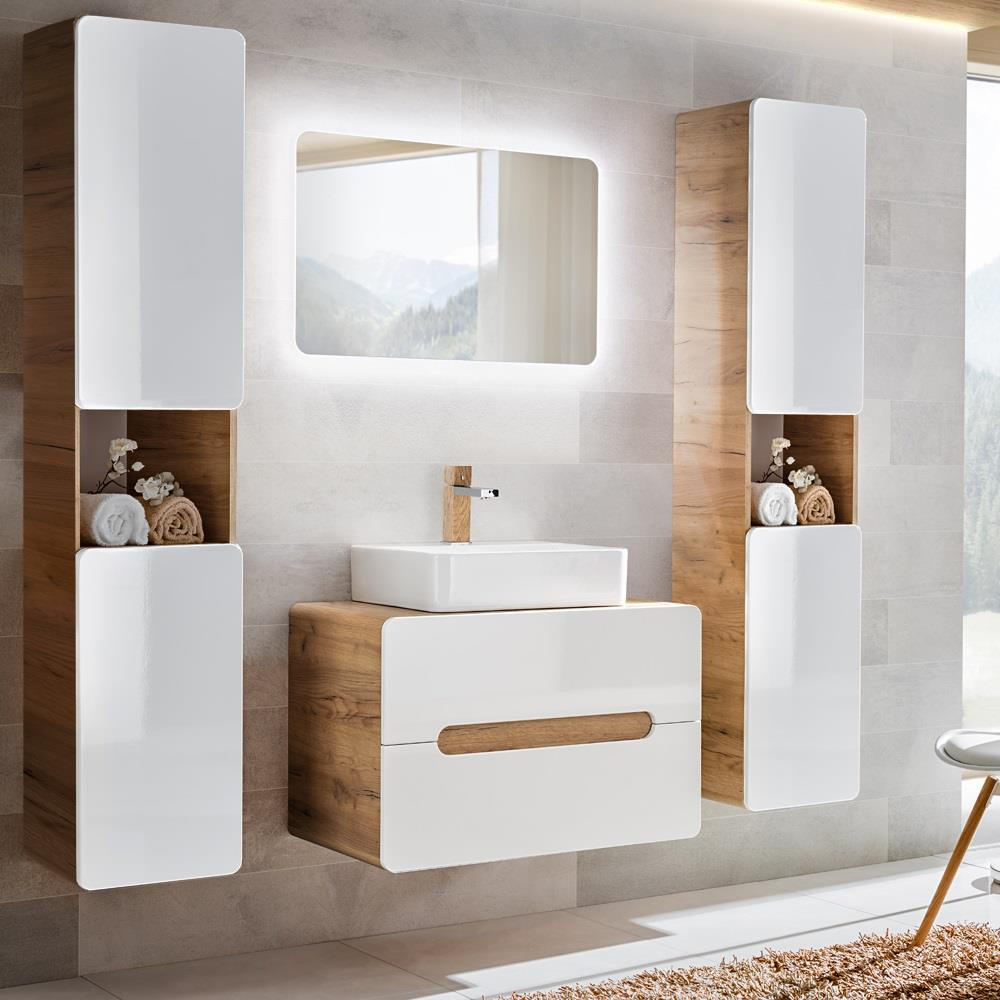 Lomado Badmöbel-Set Weiß 180x200x46 cm