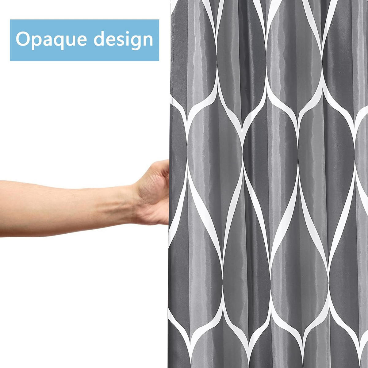 DUSCHVORHANG Polyester wasserdicht Stoff maschinenwaschbar Badezimmer mit Haken Schwarz - Schwarz, Textil (180/200cm) - MCBOSON
