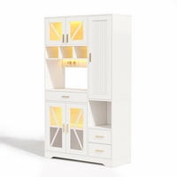 BUFFETSCHRANK aus MDF mit APP-gesteuerter Farbwechsel-LED und integrierter Steckdosenleiste 105 × 40 × 185 cm - Weiß, Holzwerkstoff (105/185/40cm) - Luhomfu